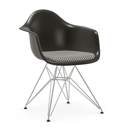 Vitra DAR Eames Plastic Armchair - 12 tiefschwarz - Sitzpolster "Checker" 01 black/white - Untergestell 01 glanzchrom--61