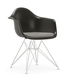 Vitra DAR Eames Plastic Armchair - 12 tiefschwarz - Sitzpolster "Checker" 01 black/white - Untergestell 04 weiss pulverbeschichtet (glatt)--123