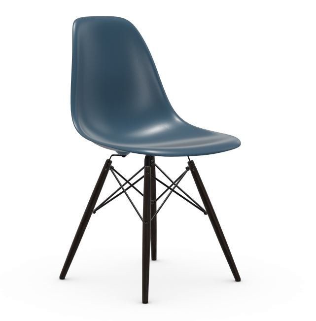 Vitra DSW Eames Plastic Side Chair - Untergestell Ahorn schwarz - meerblau--10