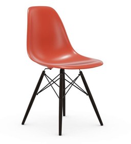 Vitra DSW Eames Plastic Side Chair - Untergestell Ahorn schwarz - poppy red--11