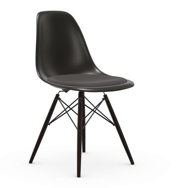 Vitra DSW Eames Plastic Side Chair - Untergestell Ahorn schwarz - schwarz - Sitzpolster Hopsak dunkelgrau--16
