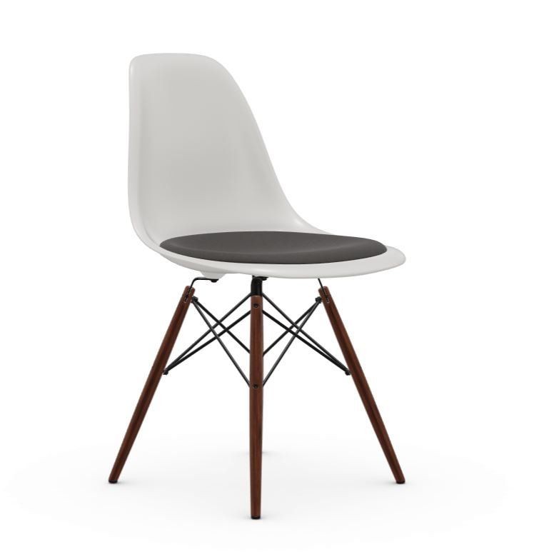 Vitra DSW Eames Plastic Side Chair - Untergestell Ahorn dunkel - weiss - Sitzpolster Hopsak dunkelgrau--17