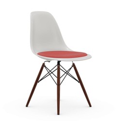 Vitra DSW Eames Plastic Side Chair - Untergestell Ahorn dunkel - weiss - Sitzpolster Hopsak koralle/poppy red--18
