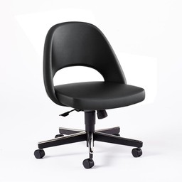 Knoll Saarinen Executive Armless Chair with Swivel Base - Volo leather, Black--11