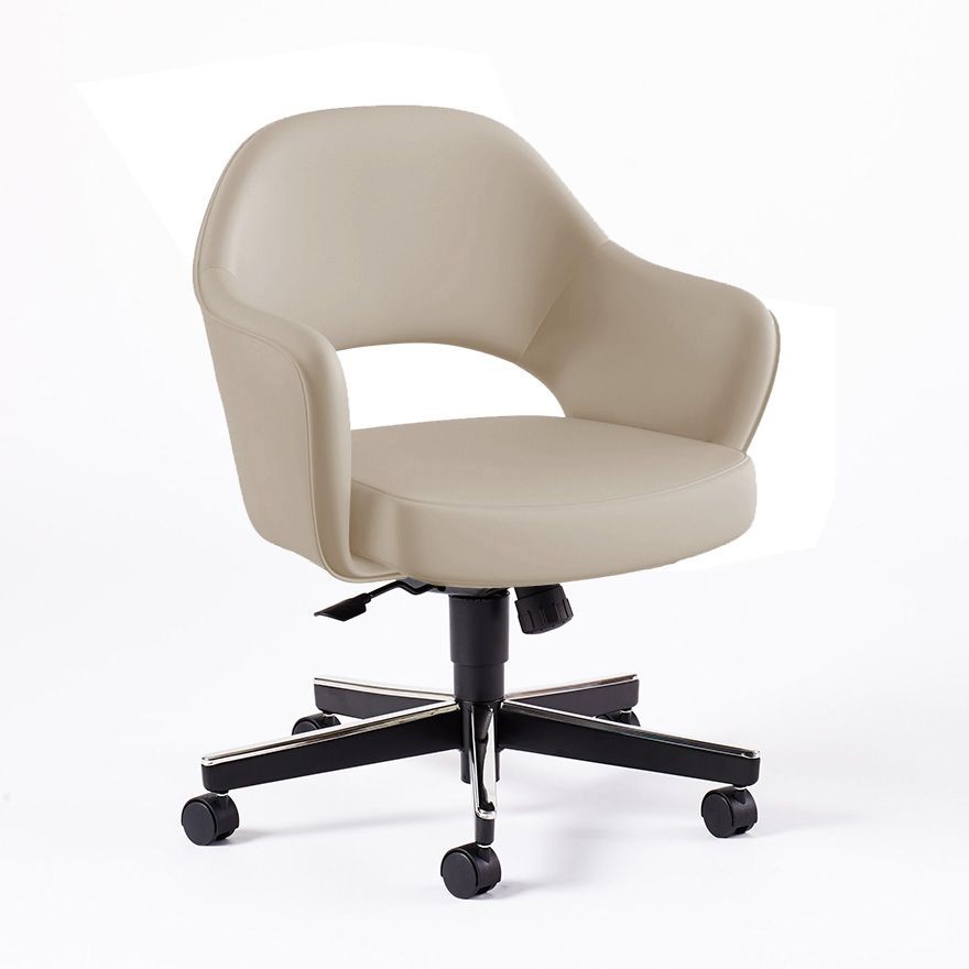 Knoll Saarinen Executive Arm Chair with Swivel Base - Volo, Parchment--15
