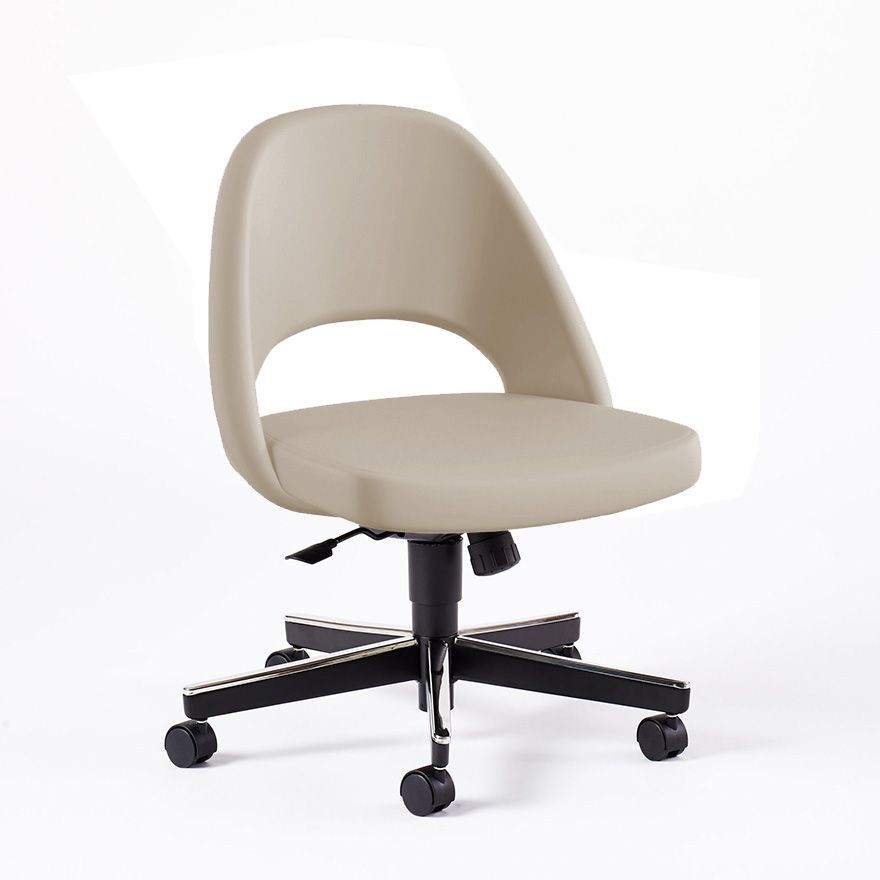 Knoll Saarinen Executive Armless Chair with Swivel Base - Volo leather, Parchment--14
