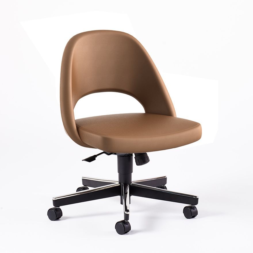 Knoll Saarinen Executive Armless Chair with Swivel Base - Volo leather, Tan--15