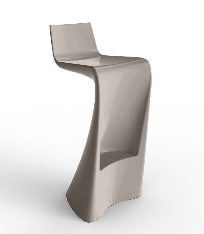 Vondom Wing Bar Stool Lacquered - Taupe--28