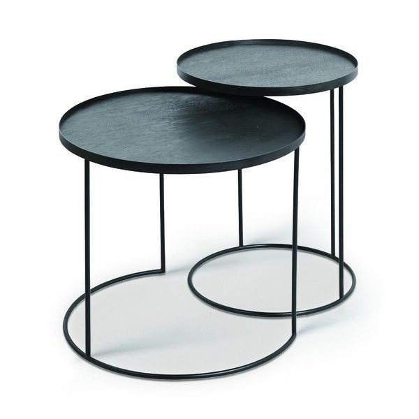 Ethnicraft Round tray side table set