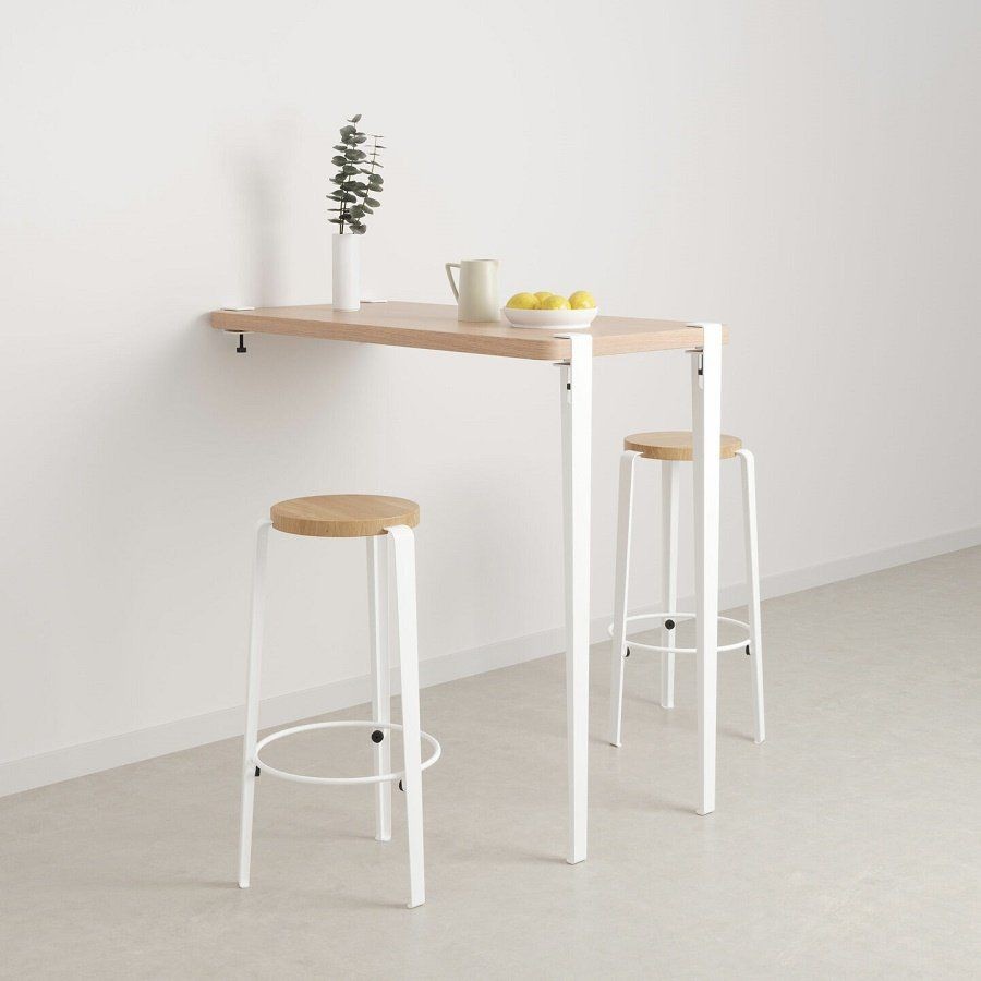 Tiptoe Wall-Mounted Bar Table - Eco-Certified Wood 120 cm - Cloudy White --1