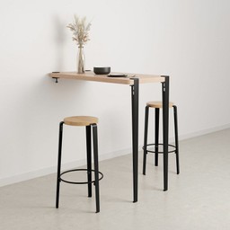 Tiptoe Wall-Mounted Bar Table - Eco-Certified Wood 120 cm - Graphite Black--7