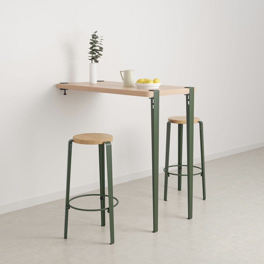 Tiptoe Wall-Mounted Bar Table - Eco-Certified Wood 120 cm - Rosemary Green--10