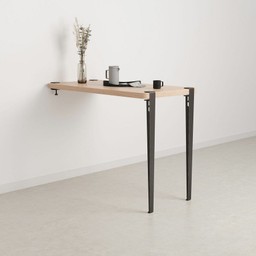 Tiptoe Wall-Mounted Dining Table - Eco - Certified Wood 120 cm - Dark Steel--3