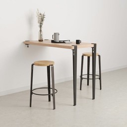 Tiptoe Wall-Mounted Dining Table - Eco - Certified Wood 120 cm - Dark Steel--4
