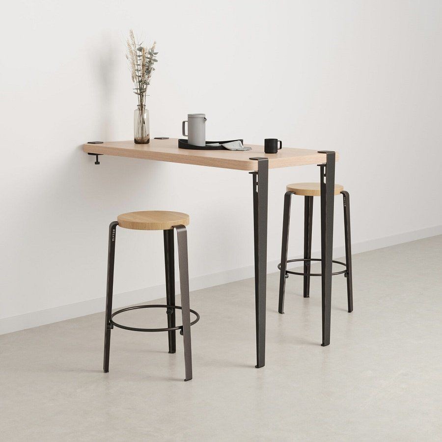 Tiptoe Wall-Mounted Dining Table - Eco - Certified Wood 120 cm - Dark Steel--4