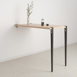 Tiptoe Wall-Mounted Bar Table - Eco-Certified Wood 150 cm - Dark Steel--15