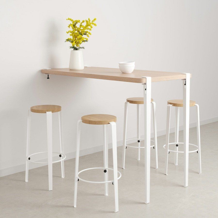 Tiptoe Wall-Mounted Bar Table - Eco-Certified Wood 150 cm - Cloudy White --13