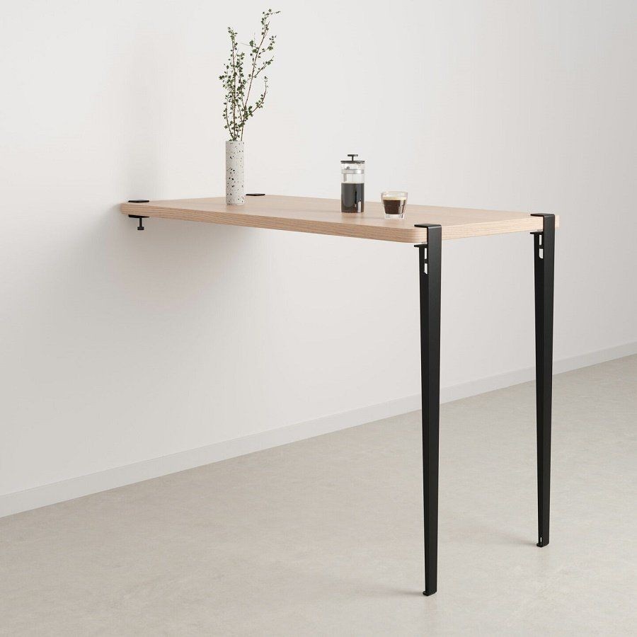 Tiptoe Wall-Mounted Bar Table - Eco-Certified Wood 150 cm - Graphite Black--18