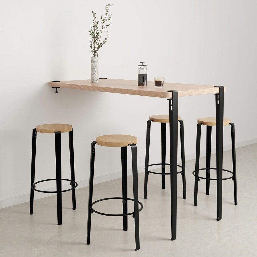 Tiptoe Wall-Mounted Bar Table - Eco-Certified Wood 150 cm - Graphite Black--19