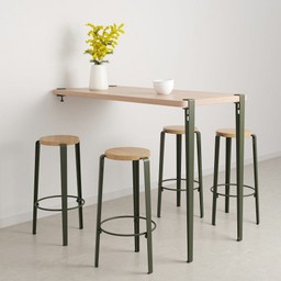Tiptoe Wall-Mounted Bar Table - Eco-Certified Wood 150 cm - Rosemary Green--22