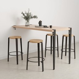 Tiptoe Wall-Mounted Dining Table - Eco - Certified Wood 150 cm - Dark Steel--22