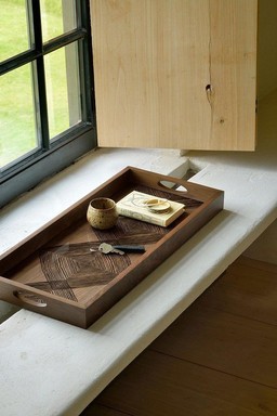 Ethnicraft Walnut Linear Squares Glass Tray - Rectangular--2