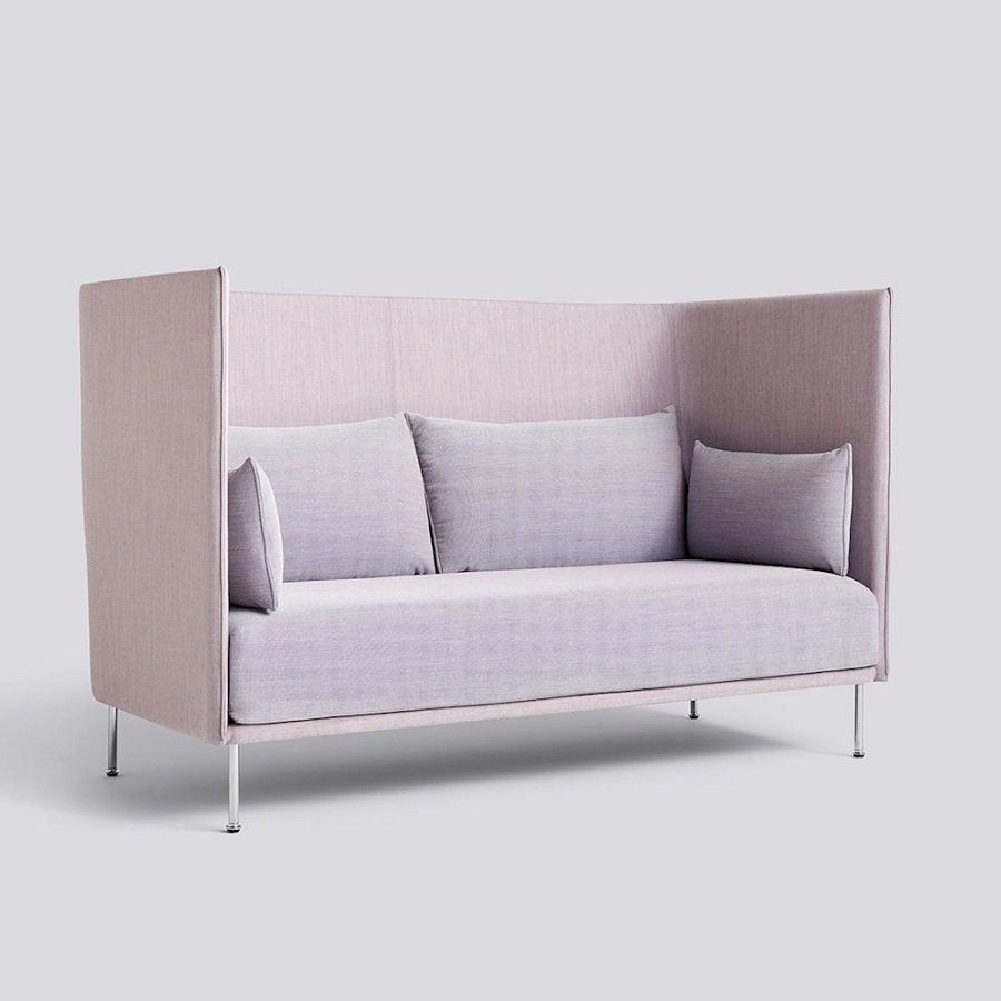 Hay Silhouette Sofa High Backed 2 Seater Duo - Backrest Remix 682 Cushions Steelcut Trio 806 Chromed Steel--0