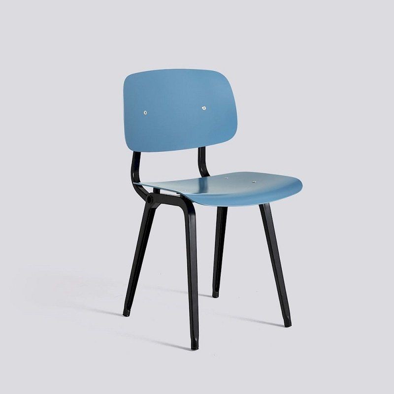 Hay Revolt Chair - Black Powder Coated Steel - Azure Blue--3