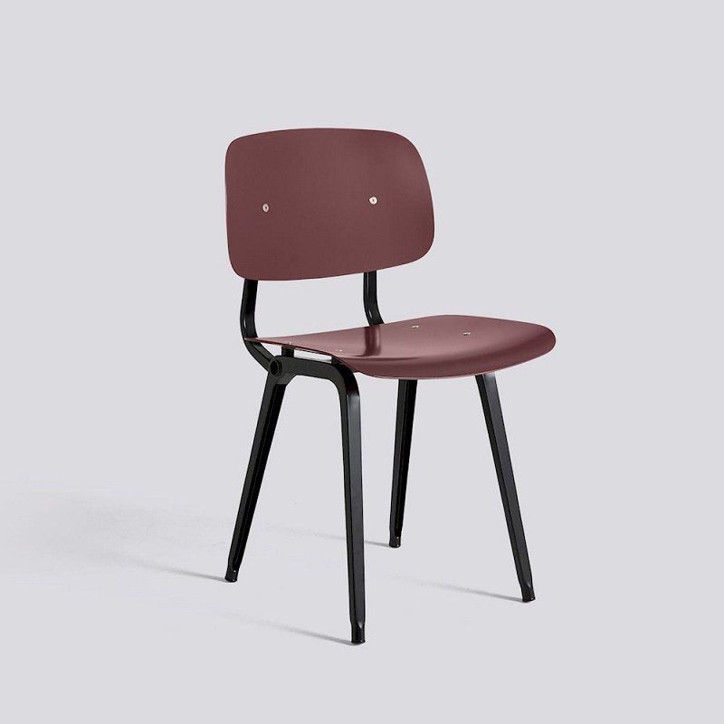 Hay Revolt Chair - Black Powder Coated Steel - Plum Red--6