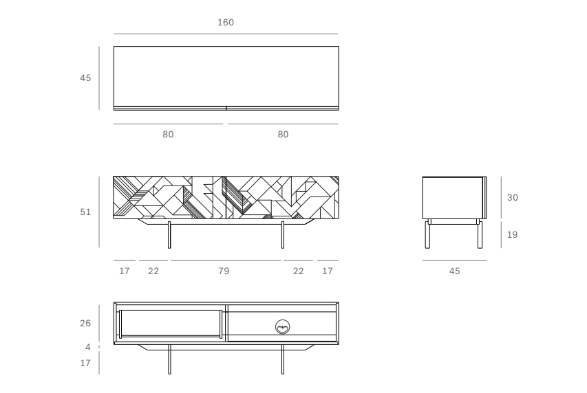 Ethnicraft Teak Graphic TV Cupboard - 1 Flip Down Door - 1 Drawer--12