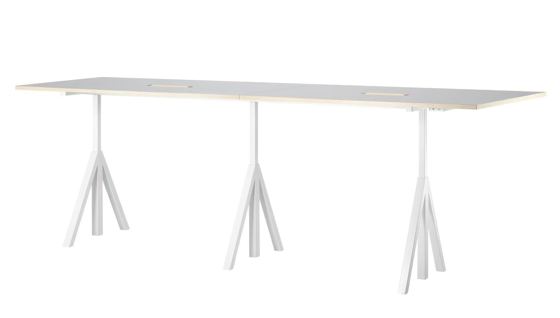String Height-Adjustable Conference Tables - Light Grey linoleum--6
