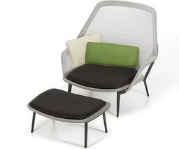 Vitra Slow Chair & Ottoman, Farbe braun/crème, 21022300--1