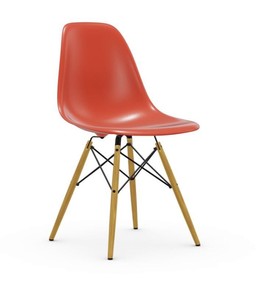 Vitra DSW Eames Plastic Side Chair - Ahorn hell-gelblich - poppy red--10
