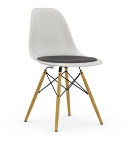 Vitra DSW Eames Plastic Side Chair - Ahorn hell-gelblich - weiss - Sitzpolster Hopsak dunkelgrau--15