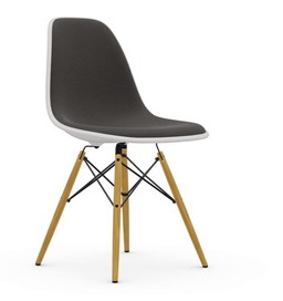 Vitra DSW Eames Plastic Side Chair - Ahorn hell-gelblich - weiss - Vollpolsterung Hopsak dunkelgrau--17
