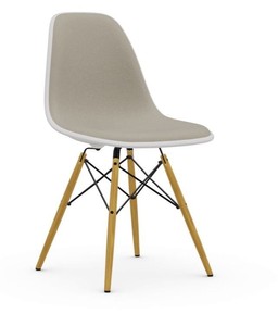 Vitra DSW Eames Plastic Side Chair - Ahorn hell-gelblich - weiss - Vollpolsterung Hopsak warmgrey/elfenbein--18