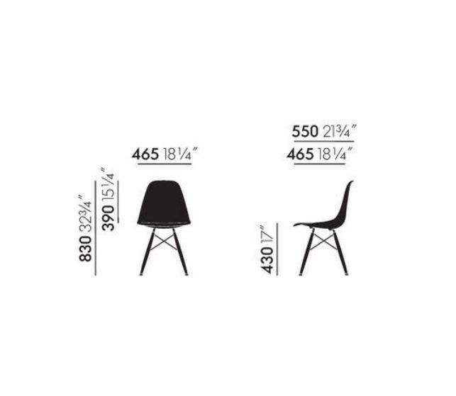 Vitra DSW Eames Plastic Side Chair ohne Polsterung - Masse--31
