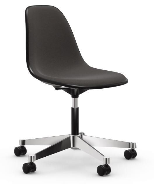 Vitra PSCC Eames Plastic Side Chair schwarz, Vollpolsterung Hopsak dunkelgrau--15