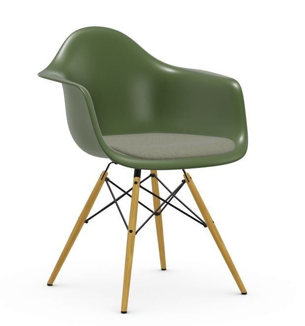 Vitra DAW Eames Plastic Armchair - Holzbeine Ahorn hell-gelblich - forest - Sitzpolster Hopsak forest/elfenbein--19