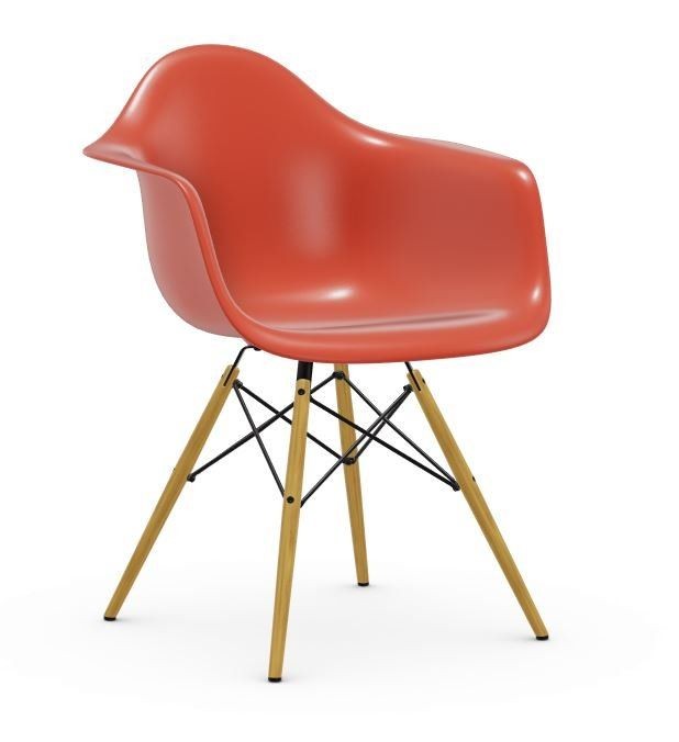Vitra DAW Eames Plastic Armchair - Ahorn gelblich - poppy red--15