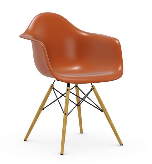 Vitra DAW Eames Plastic Armchair - Holzbeine Ahorn hell-gelblich - rostorange--11