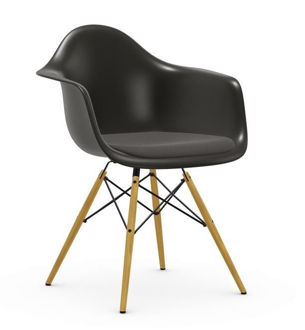 Vitra DAW Eames Plastic Armchair - Holzbeine Ahorn hell-gelblich - tiefschwarz - Sitzpolster Hopsak dunkelgrau--21