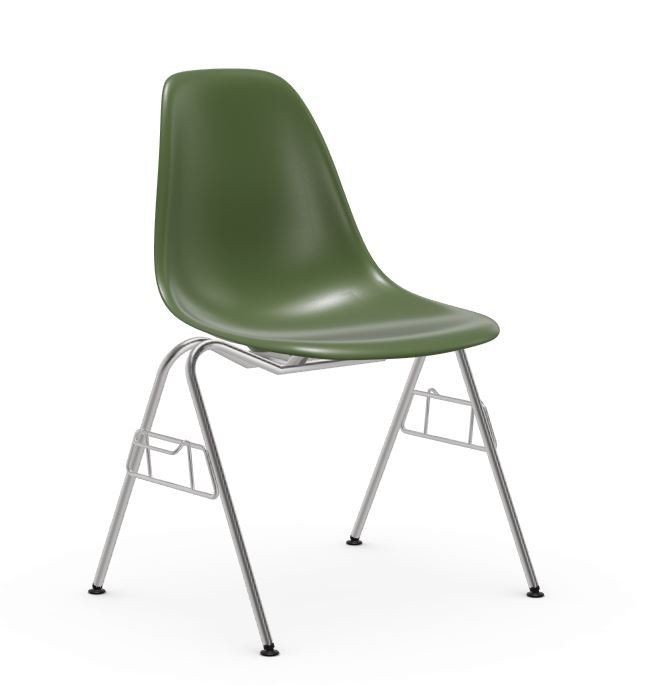 Vitra DSS / DSS-N Eames Plastic Side Chair forest - mit Kupplung zum Verketten--0