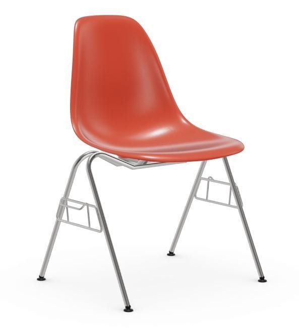 Vitra DSS / DSS-N Eames Plastic Side Chair poppy red - mit Kupplung zum Verketten--10