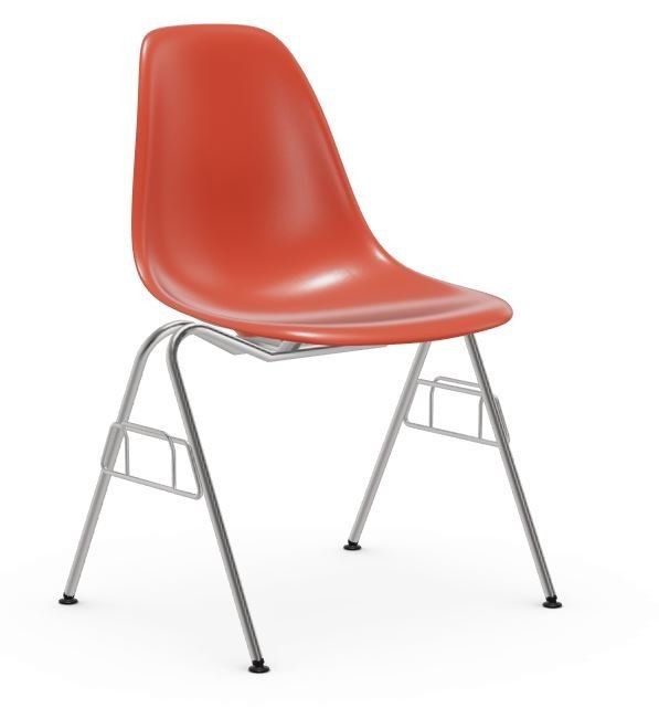 Vitra DSS / DSS-N Eames Plastic Side Chair poppy red - ohne Kupplung, nur stapelbar--11