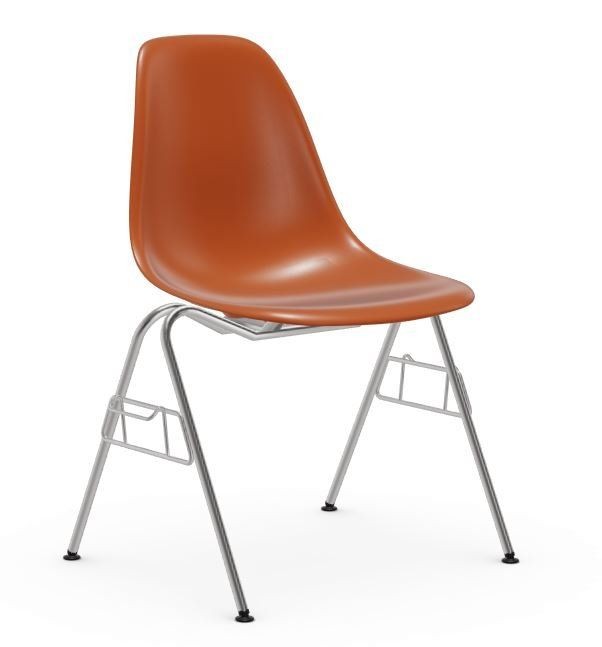 Vitra DSS / DSS-N Eames Plastic Side Chair rusty orange - mit Kupplung zum Verketten--12