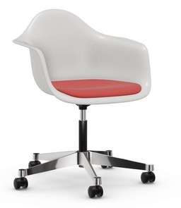 Vitra PACC Eames Plastic Armchair weiss, Sitzpolster Hopsak koralle/poppy red--16